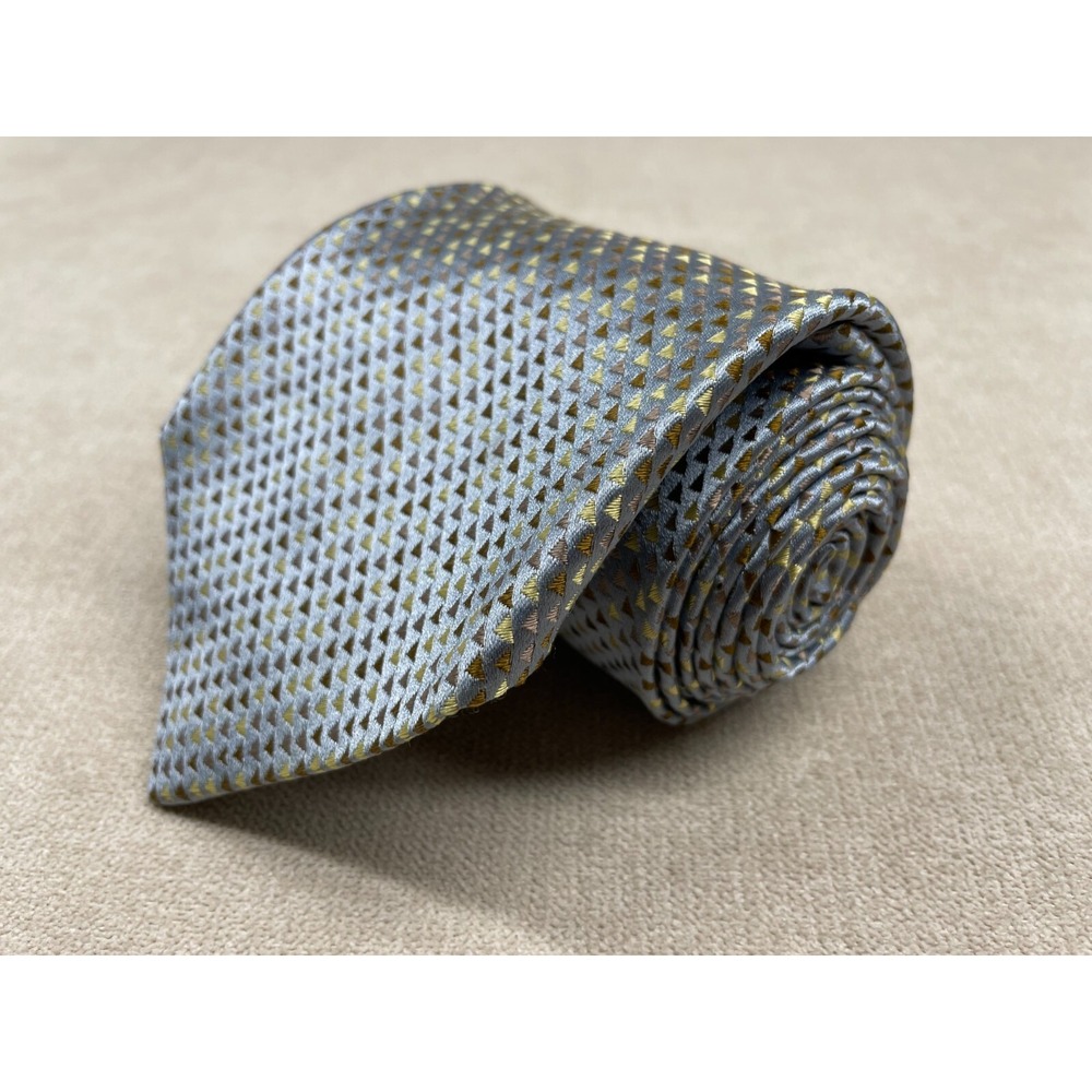 Tino Cosma Tie Mens Blue Silk Geometric Print Designer Necktie